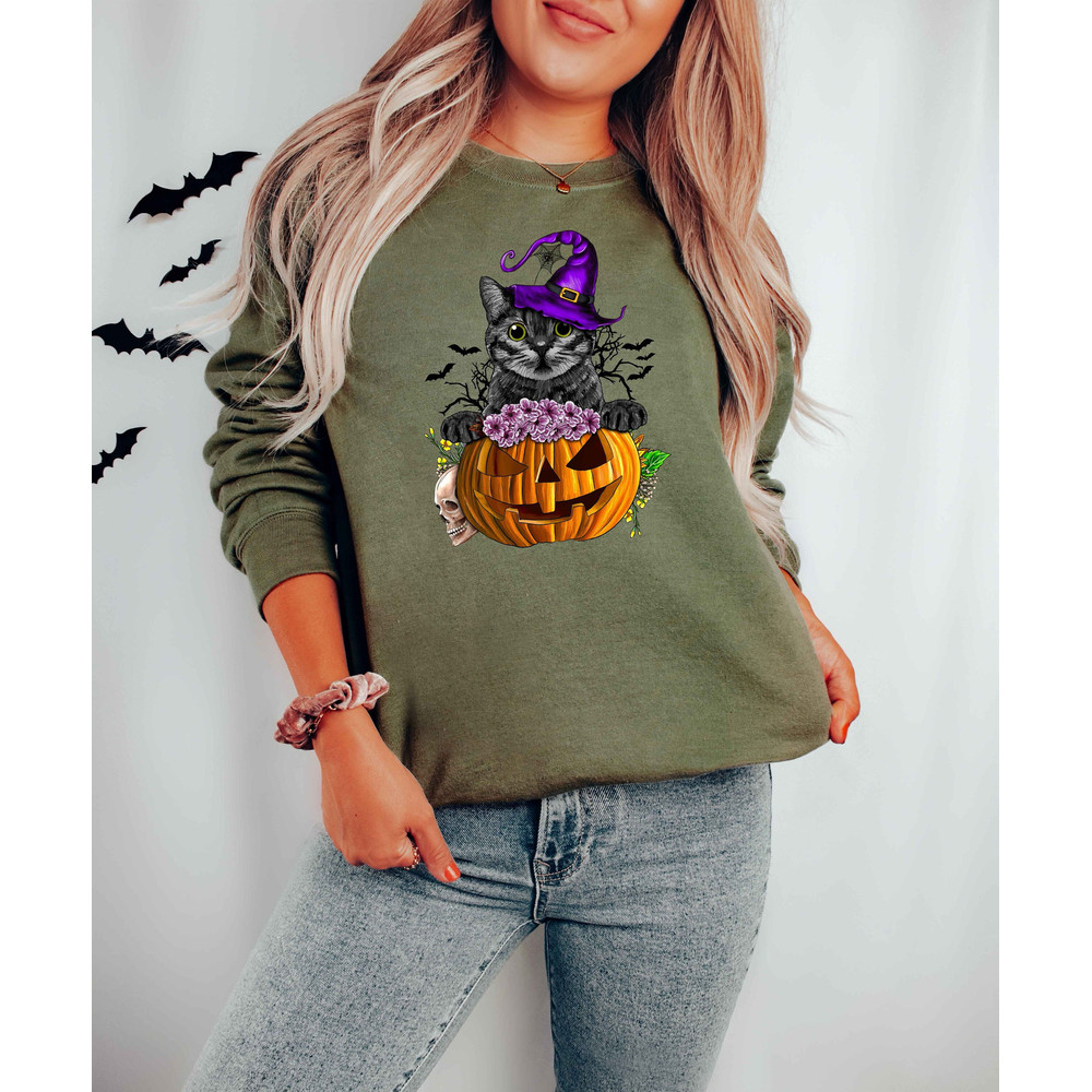 Halloween Sweatshirt,Cat Sweatshirt,Ghost Shirt,Halloween Sweater,Cool Halloween Cat Shirt,Cat Lover T-Shirt,Black Cat Shirt,Spooky Seas 1.jpg