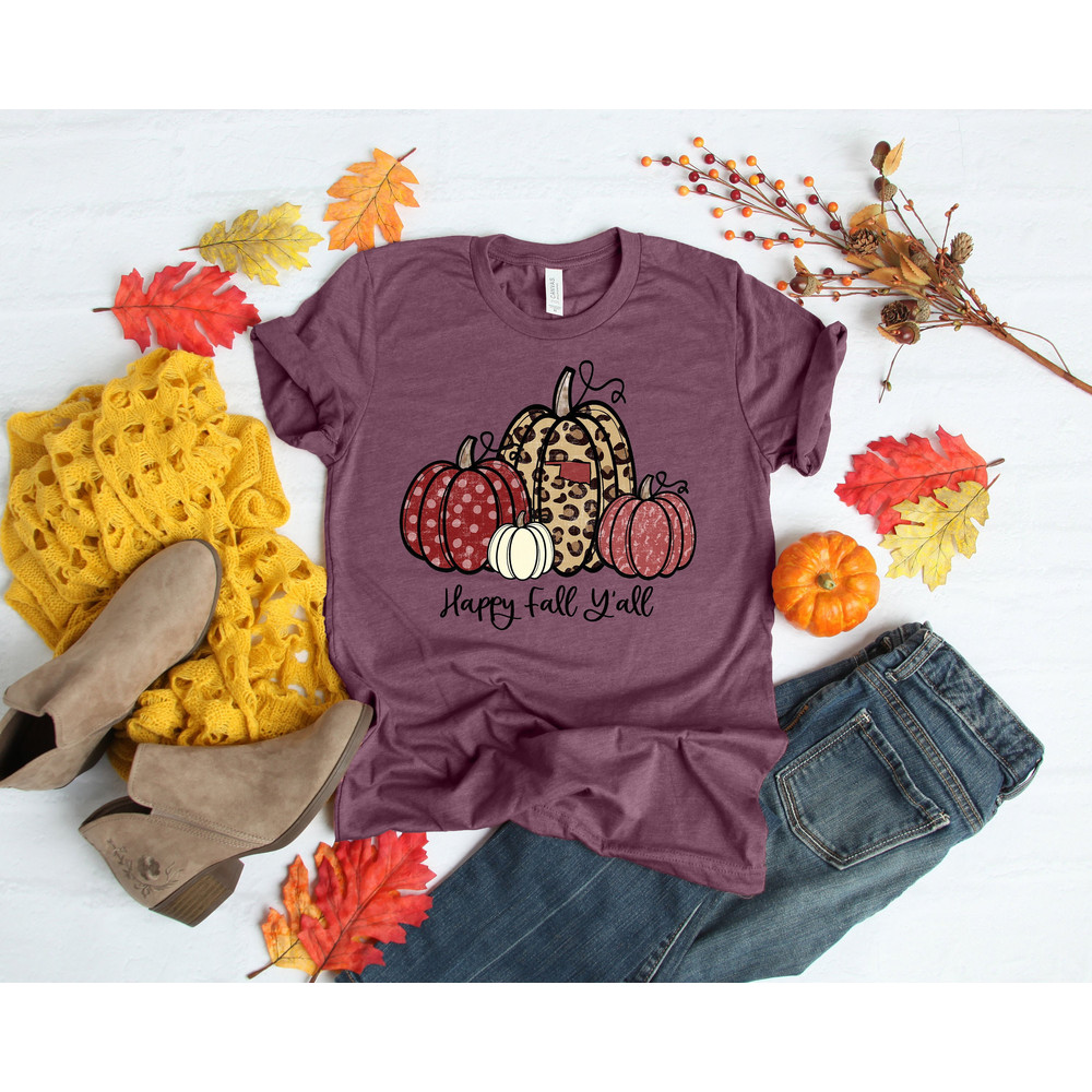 Happy Fall Y'All, Thankful Grateful Blessed Shirt, Oklahoma Thanksgiving Shirt, Buffalo Plaid Thanksgiving Shirt, Thanksgiving Family Shirts.jpg