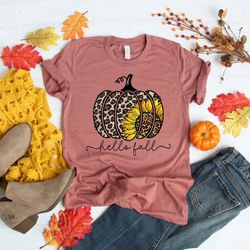 hello fall pumpkin shirt, happy fall y'all, thankful grateful blessed shirt,thanksgiving shirt,buffalo plaid thanksgivin