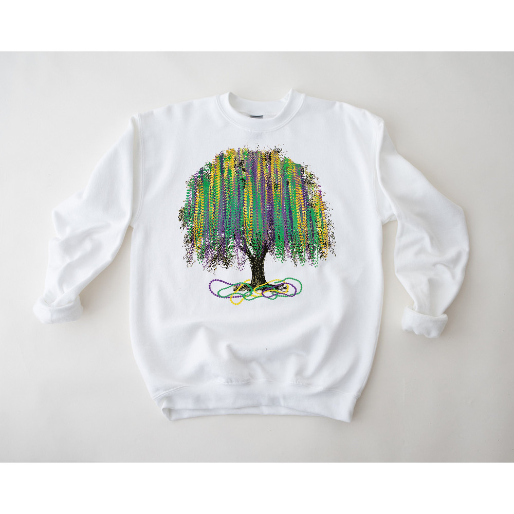 Mardi Gras  Sweatshirt,Mardi Gras Tree Sweatshirt,Watercolor Mardi Gras Bead Tree,Mardi Gras Carnival Shirt,Saints Shirt,Fat Tuesday Shirt.jpg