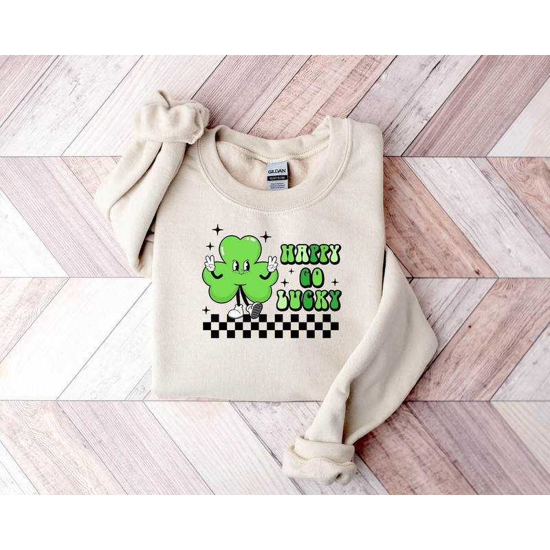 St Patricks Day Shirt,Happy Go Lucky Sweatshirt,Funny St Patrick's Day Sweatshirt,Womens Shamrock Sweatshirt,Womens Lucky Sweatshirt.jpg