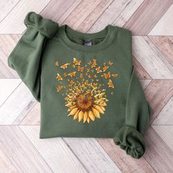 sunflower butterfly shirt, butterfly tee, mothers day gift shirt, sunflower shirt, flowers gift tshirt, botanical tee,fl
