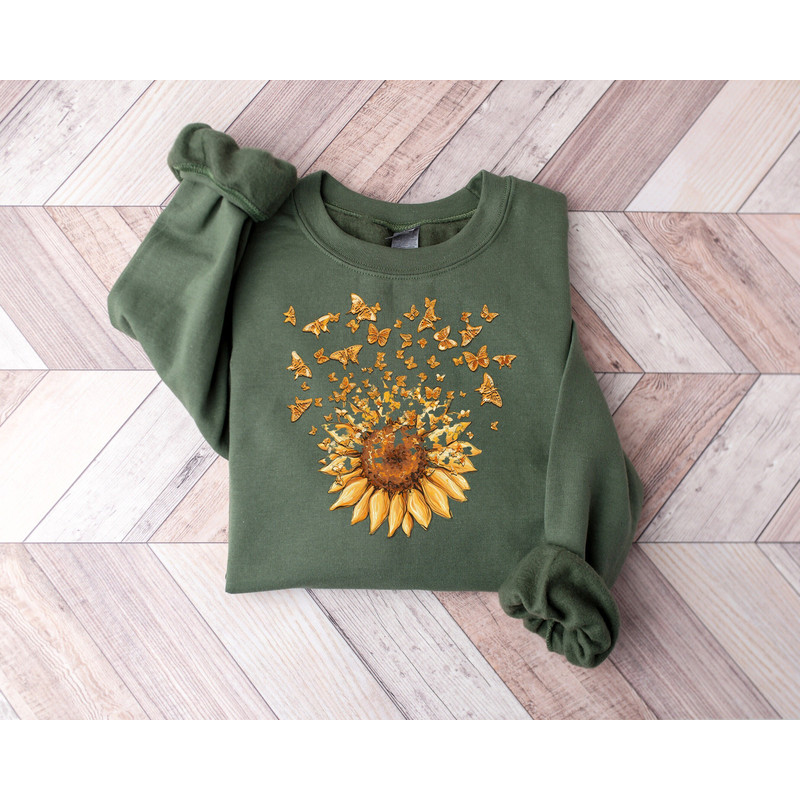 Sunflower Butterfly Shirt, Butterfly Tee, Mothers Day Gift Shirt, Sunflower Shirt, Flowers Gift T-shirt, Botanical Tee,Floral Butterflies.jpg
