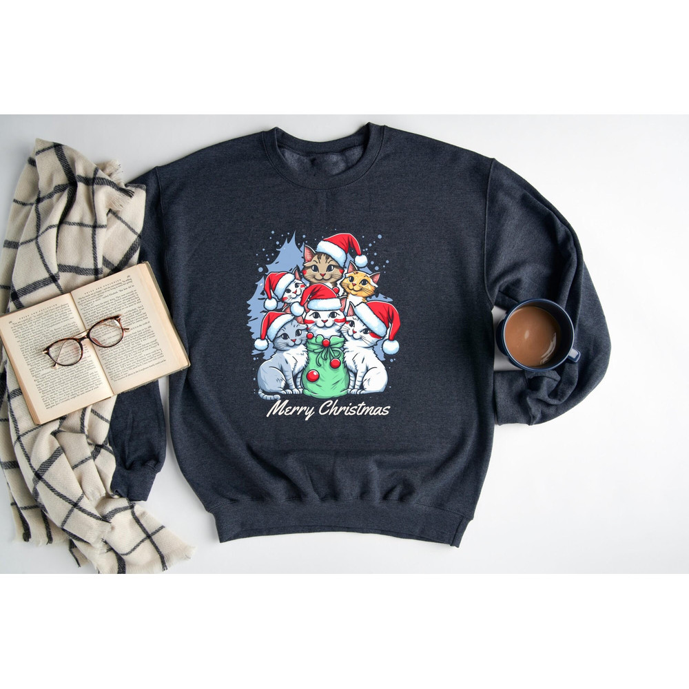 Meowy Christmas Sweatshirt, Happy Cat Year Sweatshirt, Funny Christmas Hoodie, Cat Christmas Sweatshirt, Cats Sweater, Cat Lover Christmas.jpg