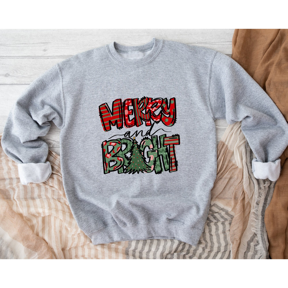 Merry And Bright Sweatshirt, Womens Christmas Sweatshirt, Merry Christmas Sweatshirt, Christmas Sweatshirts for Women, Christmas Women Gift.jpg
