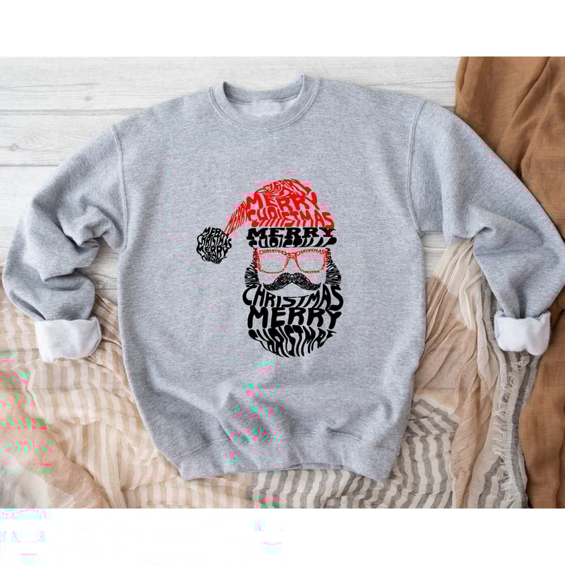 Merry Christmas Santa Sweatshirt, Santa Sweatshirt, Christmas Sweatshirt For Mom, Funny Christmas Hoodie, Christmas Gift, Holiday Apparel.jpg