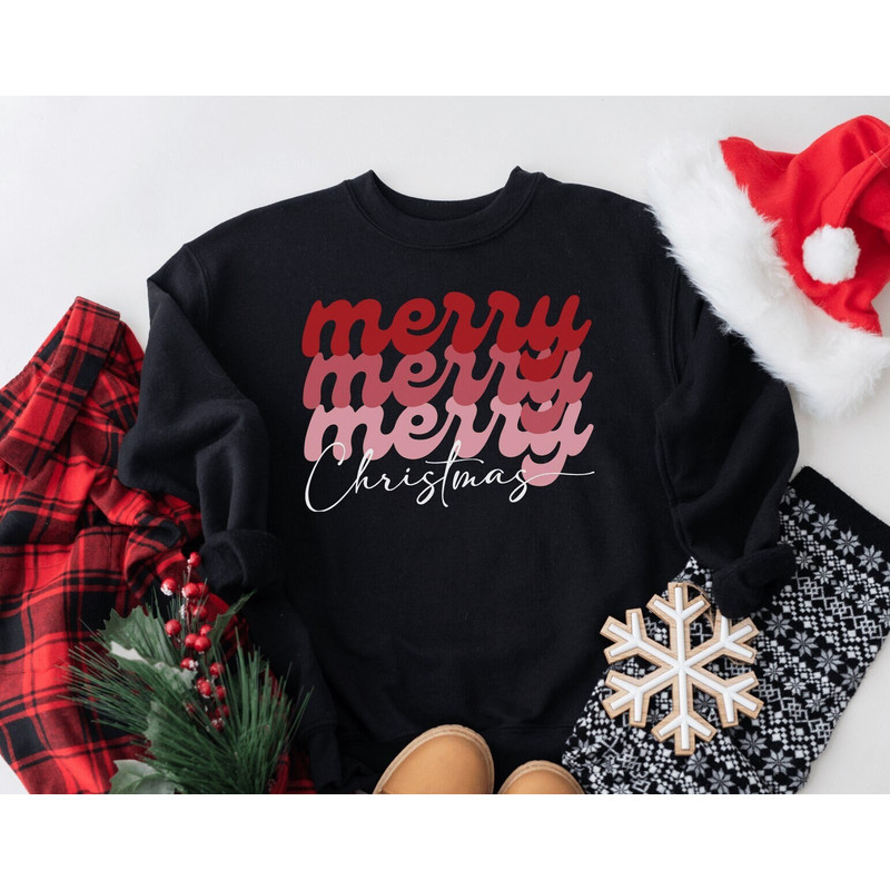 Merry Christmas Sweatshirt, Christmas Sweatshirt For Women, Holiday Sweater, Womens Holiday Sweatshirt, Christmas Sweatshirt, Xmas Gift.jpg