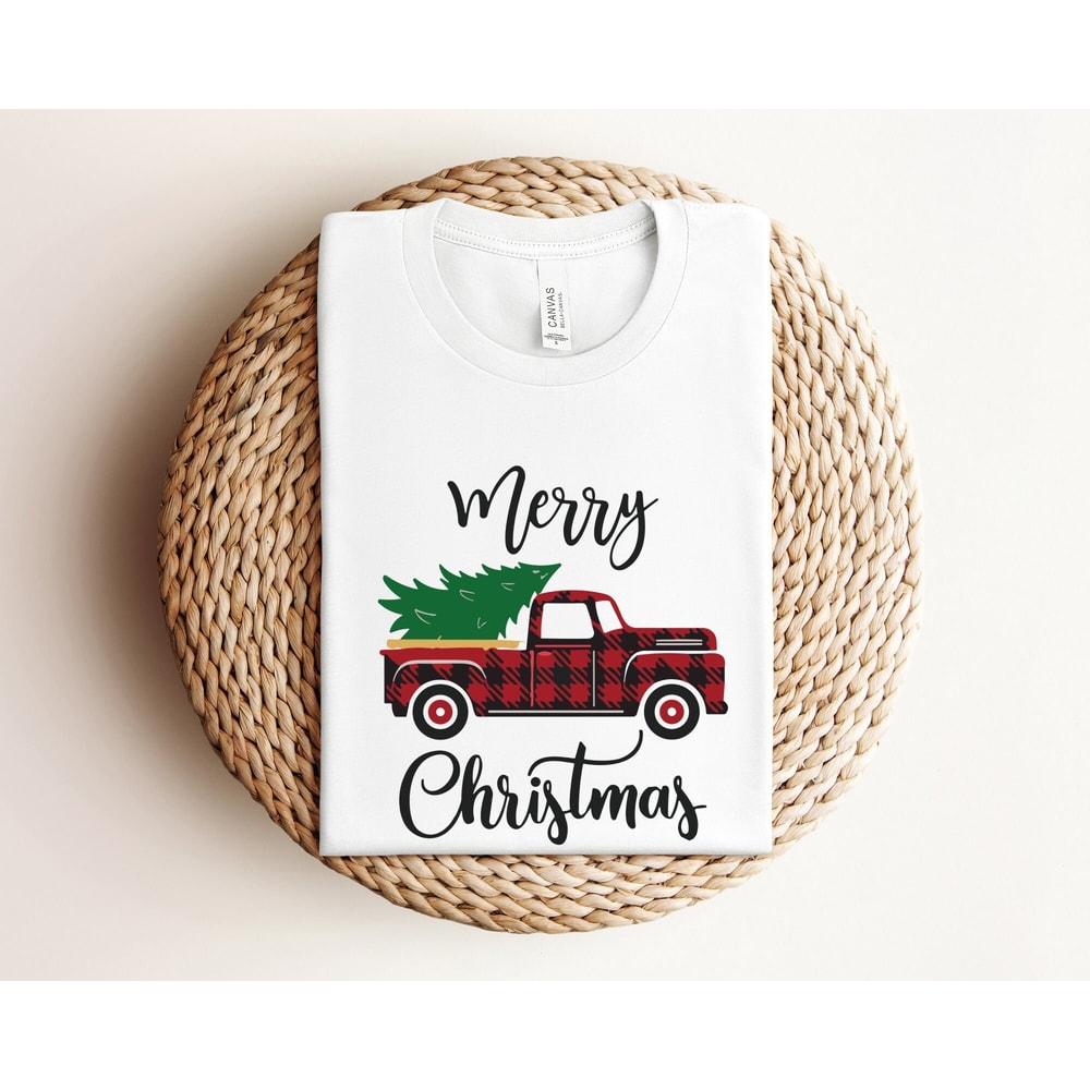 Merry Christmas Truck Shirt, Red Truck Shirt, Christmas Tree Shirt, Merry Christmas, Christmas Matching Family Shirt, Christmas Truck Shirt.jpg