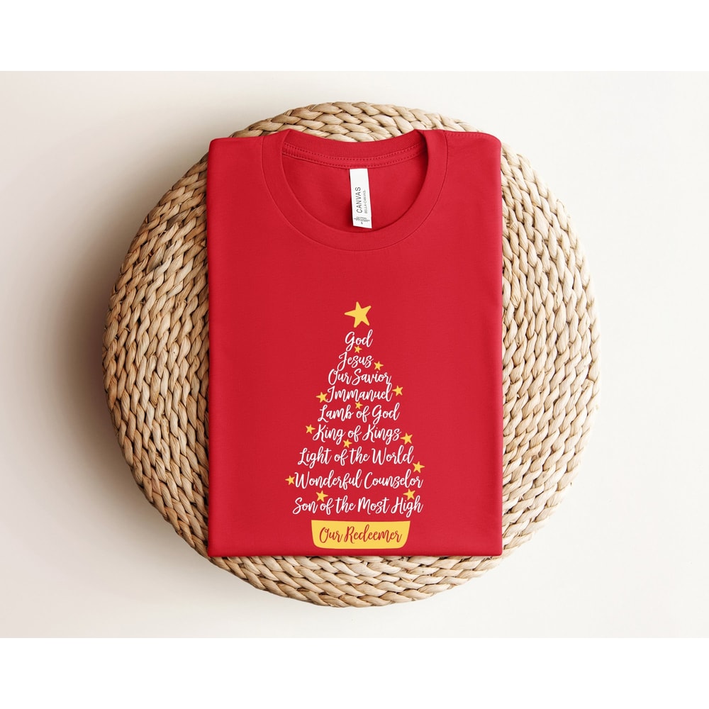 Names of Jesus Christmas Tree Shirt, Christmas Shirt, Holiday Shirt, Names of Christ Christmas Shirt, Christmas Tree, Names of God Shirt.jpg