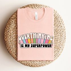 overthinking is my superpower retro rainbow shirt, anxiety shirt, adhd shirt, alternative clothing, retro style shirt, m