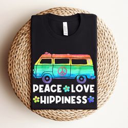 peace love hippiness shirt, peace and love apparel, hippy lifestyle shirt, rainbow clothes, 70s outfit for men, colorful