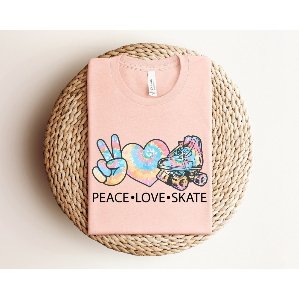 Peace Love Skate Shirt, Roller Skating Party Shirt, Girls Roller Shirt, Roller Skater Shirt, Gift For Skater, Roller Girl Shirts, Roll Shirt.jpg
