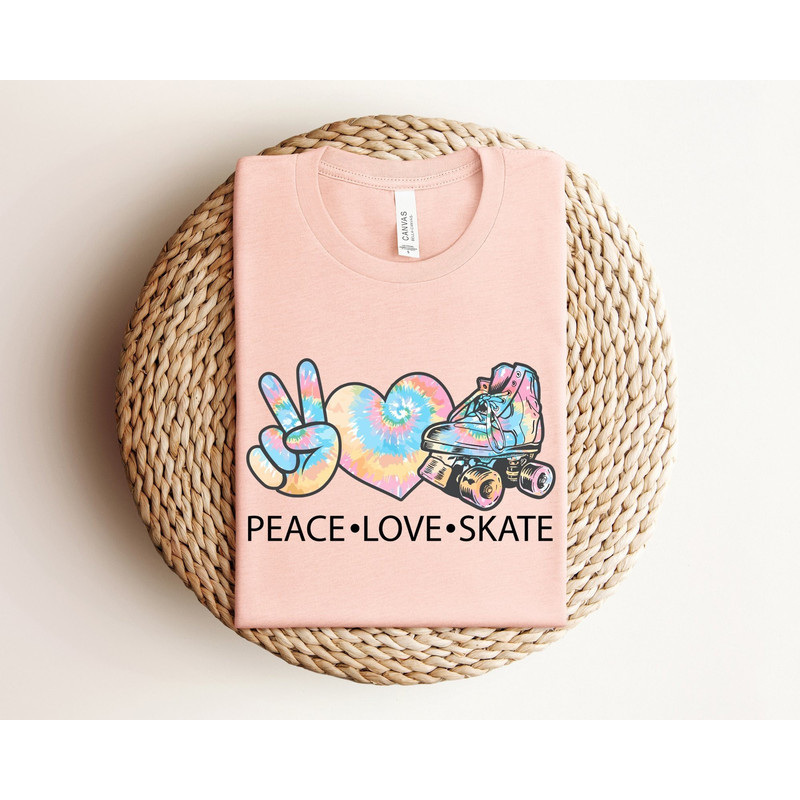 Peace Love Skate Shirt, Roller Skating Party Shirt, Girls Roller Shirt, Roller Skater Shirt, Gift For Skater, Roller Girl Shirts, Roll Shirt.jpg