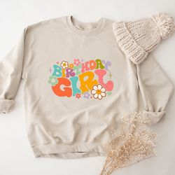 retro birthday girl sweatshirt, floral birthday girl sweatshirt, groovy birthday sweatshirt, cute birthday hoodie, daisy