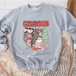 retro christmas sweatshirt, merry christmas sweatshirt, vintage santa sweatshirt, christmas lights sweater, christmas tr