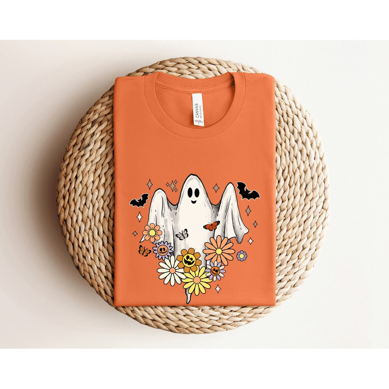 Retro Floral Ghost Halloween Shirt, Vintage Halloween Shirt, Retro Fall Sweatshirt, Vintage Ghost Shirt, Spooky Season Shirt, Trick r Treat.jpg