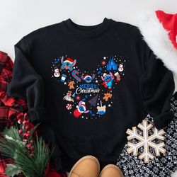 retro lilo & stitch christmas lights sweatshirt, disney christmas sweatshirt, retro stitch christmas sweatshirt, lilo an