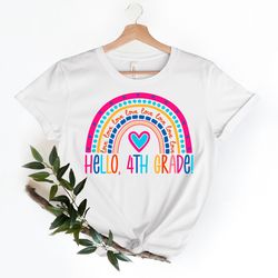 hello 4th grade shirts,teach love inspire shirt,back to school shirt,fourth grade teacher tee,teacher appreciation tee,1