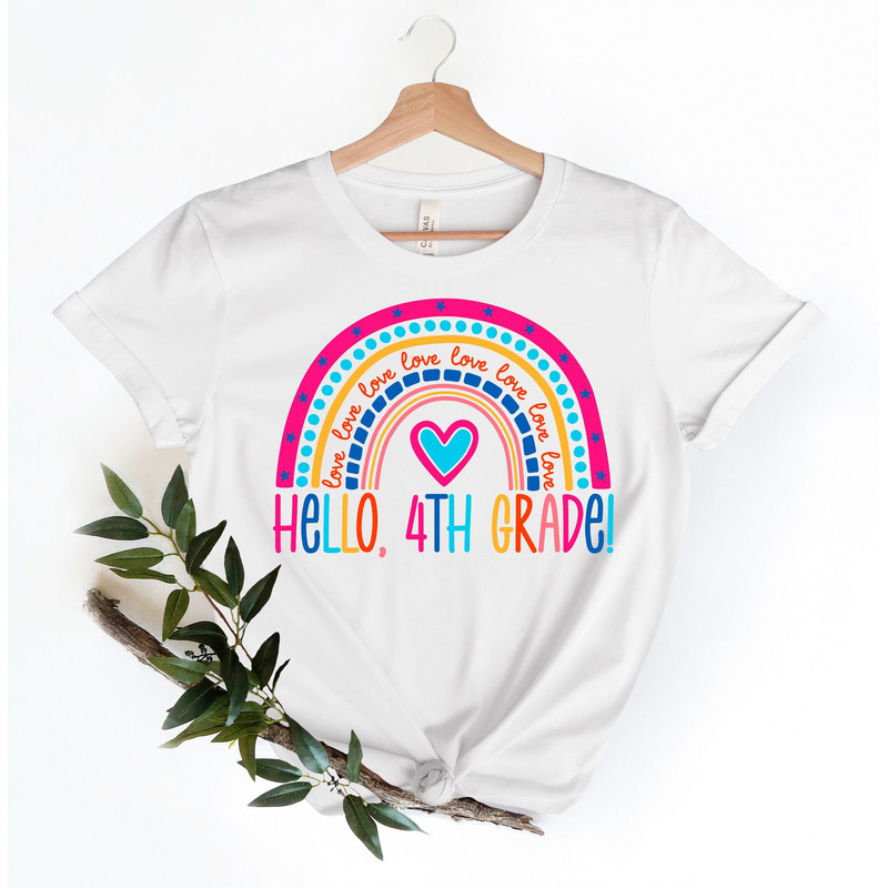 Hello 4th grade Shirts,Teach Love Inspire Shirt,Back To School Shirt,Fourth Grade Teacher Tee,Teacher Appreciation Tee,1st day of school.jpg