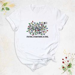 christmas i'm fine everything is fine shirt, tangled christmas lights shirt, merry christmas t*shirt, funny holiday shir