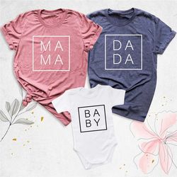 Family matching shirt, Mama dada baby outfit, nana papa shirt, Baby shower party, Baby Announcement Shirt, Grandparents