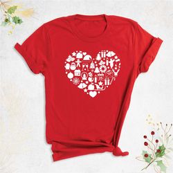 christmas heart gingerbread cookies shirt, snowmen sweets snow warm cozy winter women shirt, little things holiday shirt