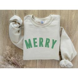 merry merry christmas sweatshirt, simple merry christmas crewneck, womens holiday tee, tis the xmas season gift, holiday