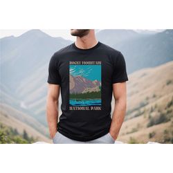 rocky mountain shirt national park gift,rocky mountain national park souvenir, graphic vintage postcard tee rocky mounta