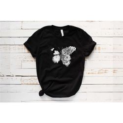 butterfly floral t-shirt, butterfly t-shirt, flower t-shirt, butterfly garden t-shirt, wild flower, spring shirt, floral