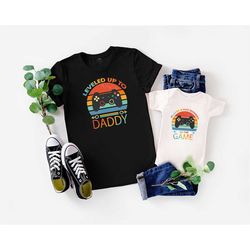 leveled up to daddy shirt, dad baby matching shirts, new father shirt, new dad shirt, gamer dad shirt, dad son shirt, da