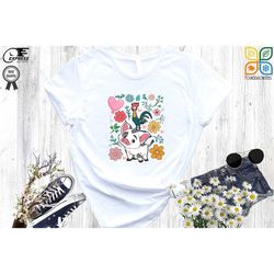 moana hei hei and pua shirt, disney shirt, floral pua and hei hei shirt, rooster shirt, moana gifts shirt
