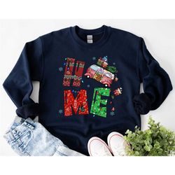christmas home camping shirt, christmas tree camper sweatshirt, camping christmas gifts, camper lights shirt, christmas