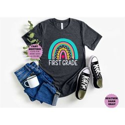 first grade rainbow teacher shirt, 1st grade tee, first day of school shirt, back to school tee, first grade gift shirt,