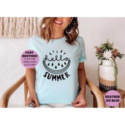 hello summer shirt, summer tee, beach shirt, summer fancy shirt, hello summer shirt, vacation shirt, vacay mode shirt, t