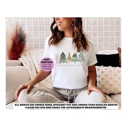 merry and bright trees women's christmas shirt,womans holiday shirt,christmas gift,chic winter shirt,cute holiday tee,g