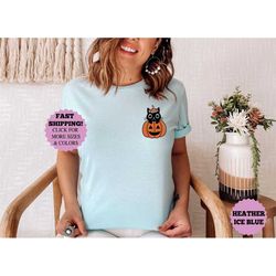 halloween cat shirt, pumpkin halloween tee, fall shirt, funny halloween tee, cute halloween tee, halloween gift tee, fun