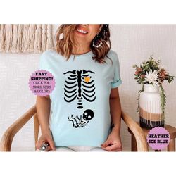 skeleton halloween maternity shirt, funny pregnancy announcement tee, halloween pregnant women tee, halloween new mom sh