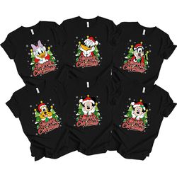 matching disney character christmas shirts, snowflake shirt, christmas mickey minnie pluto goofy daisy donald duck, xmas
