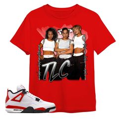 jordan 4 red cement unisex color t-shirt, tee, tlc band, shirt to match sneaker - red shirt