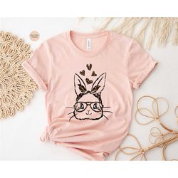 bunny with leopard glasses shirt, happy easter sweatshirt, easter bunny graphic shirt, easter shirts for women, ladies e