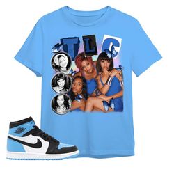 jordan 1 university blue toe unisex color t-shirt, tee, tlc 90s, shirt to match sneaker - light blue