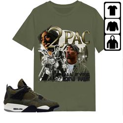jordan 4 se craft medium olive unisex color sweatshirt, hoodie, t-shirt, 90s pac shakur, shirt in military green to matc