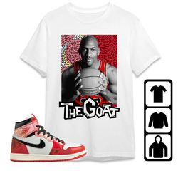 jordan 1 spiderman across the spider-verse unisex t-shirt, tee, sweatshirt, hoodie, the goat doodle, shirt to match snea