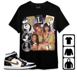 jordan 1 mid se black gold unisex t-shirt, tee, sweatshirt, hoodie, tlc 90s, shirt to match sneaker