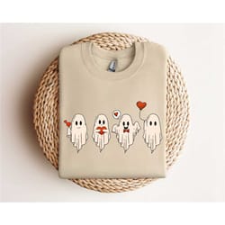 valentine's day ghost sweatshirt, cute ghost valentine's day sweatshirt, funny valentine's day shirt, gift for girlfrien