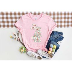 easter woman shirt,floral bunny shirt, easter shirts, rabbit silhouette, easter bunny t-shirt, nature lover, easter gift