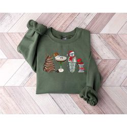 christmas cocktails sweatshirt, christmas espresso martini sweater, christmas tree cake sweatshirt, christmas party, xma