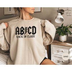 abcd back in class sweatshirt, back to school hoodie, gift for teacher, music teacher sweater, back in class sweatshirt,