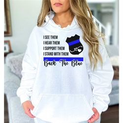 back the blue sweatshirt, police sweater, thin blue line sweatshirt, police support hoodie, police gift, christmas crewn