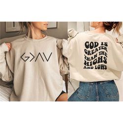 god is greater sweatshirt, christian sweatshirt, religious hoodies, christian gift crewneck, christian apparel, faith sw